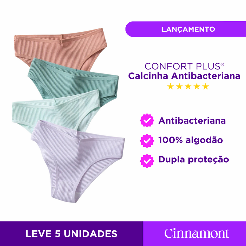 CONFORT PLUS® - Calcinha Antibacteriana (5 UNIDADES)