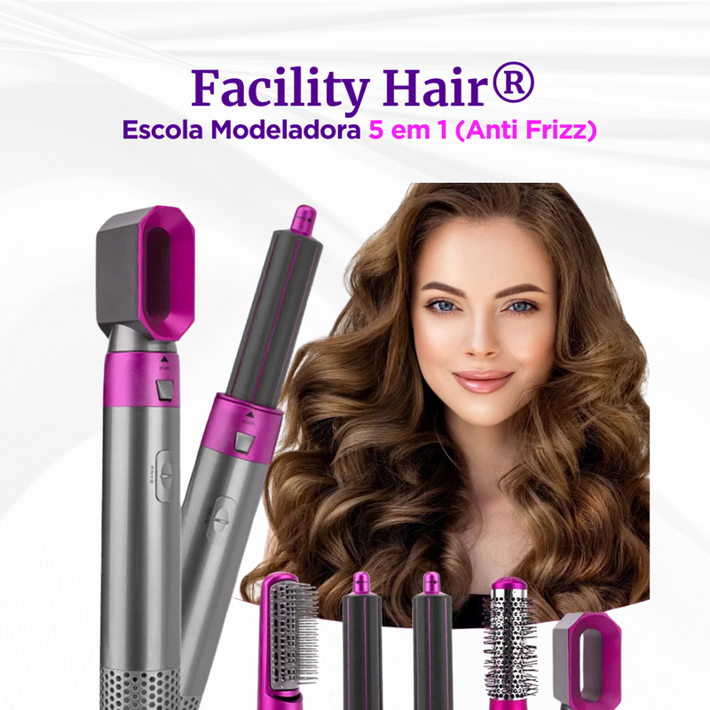 FACILITY HAIR® - Escova Modeladora 5 em 1 (ANTI FRIZZ)